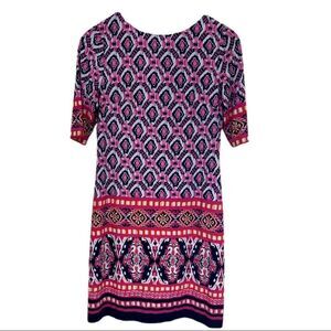 Eliza J Bright Pink Geometric Print Dress. Fully Lined. Size 4. Great Condition!